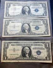 3- 1957 Silver Certificate Star Notes, 1957, 1957A, 1957B