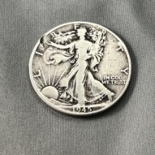 1945 US Walking Liberty Half Dollar, 90% Silver