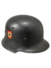GERMAN WW2 WWII M1934 FIRE POLICE HELMET WITH DOUBLE DECALS FEUERWEHR RARE
