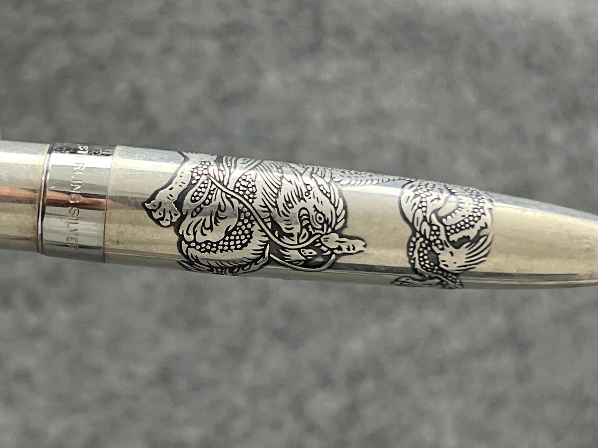 PILOT NAMIKI STERLING SILVER DRAGON 18K GOLD FOUNTAIN PEN