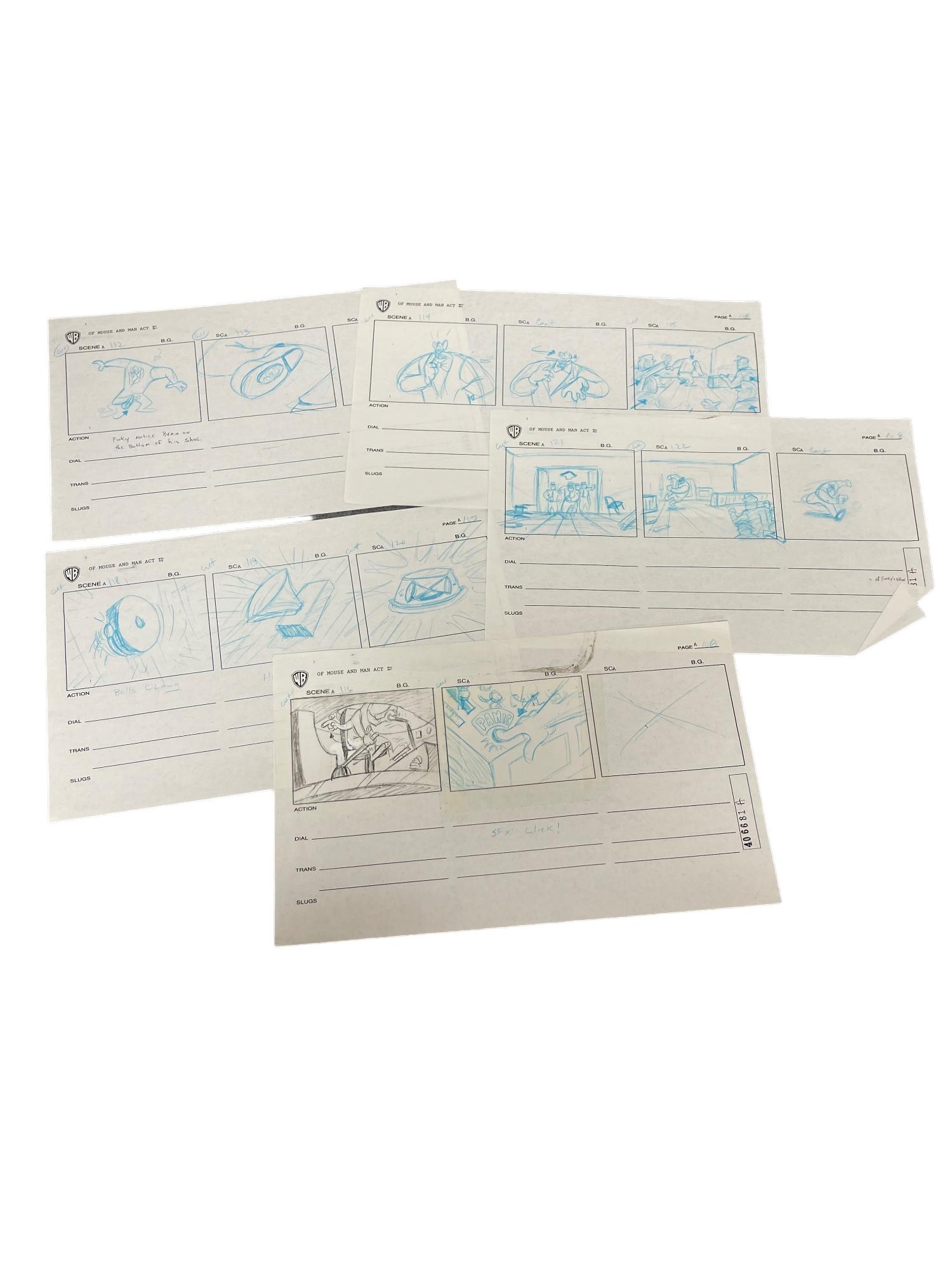 Warner Brothers of Mice and Men Animation Story Board Drawing Collection Lot