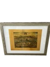 Lutetia 1600 Vulgo Paris - Vintage Paris Map Print in Frame