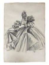 Vintage Sketch Art Costume Design Drawing Production By Bob Robert Carlton Size 17 1/2"x12"