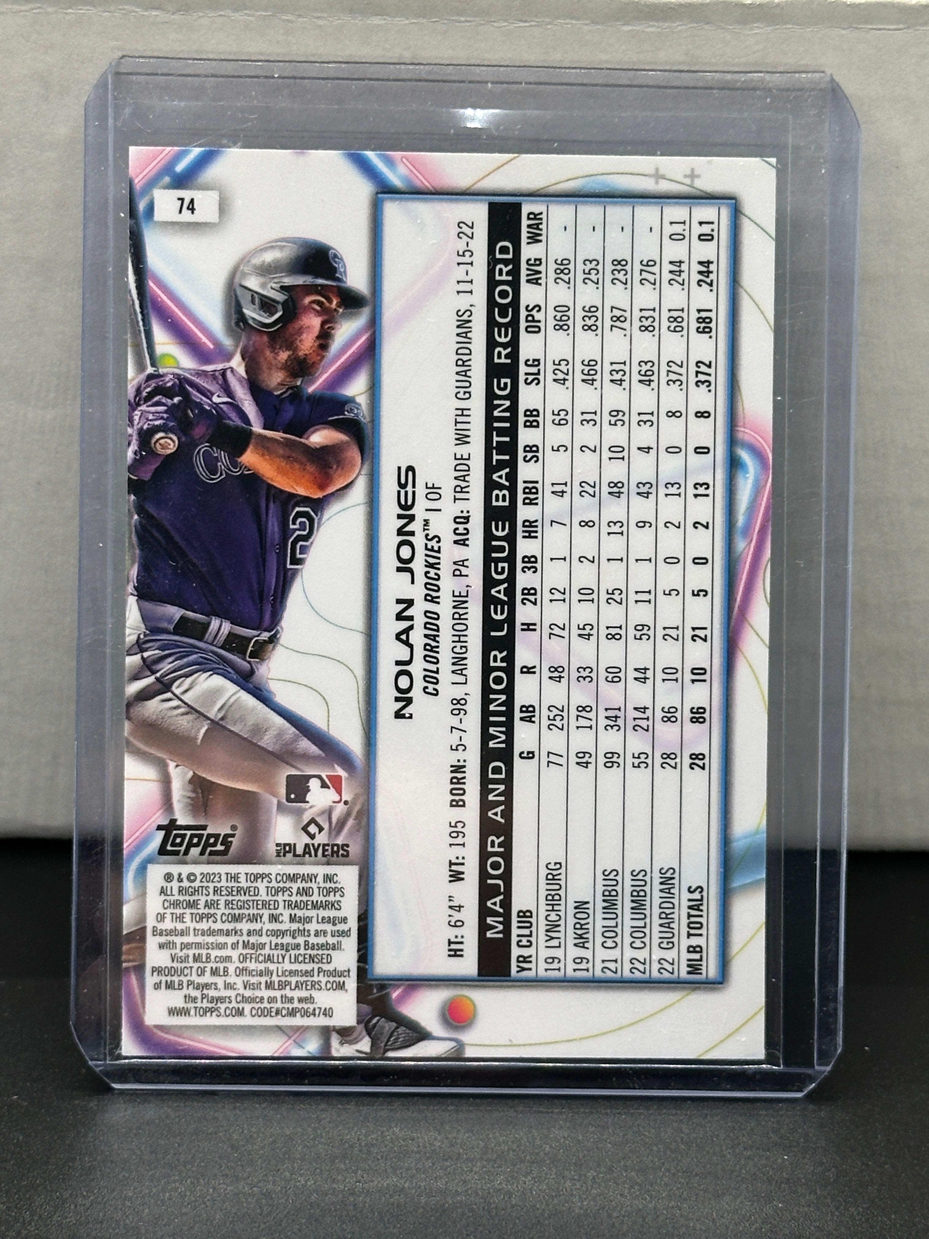 Nolan Jones 2023 Topps Chrome Cosmic Rookie RC #74