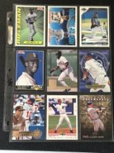 9 Card Baseball Lot in Pages - Different Players, years, conditions