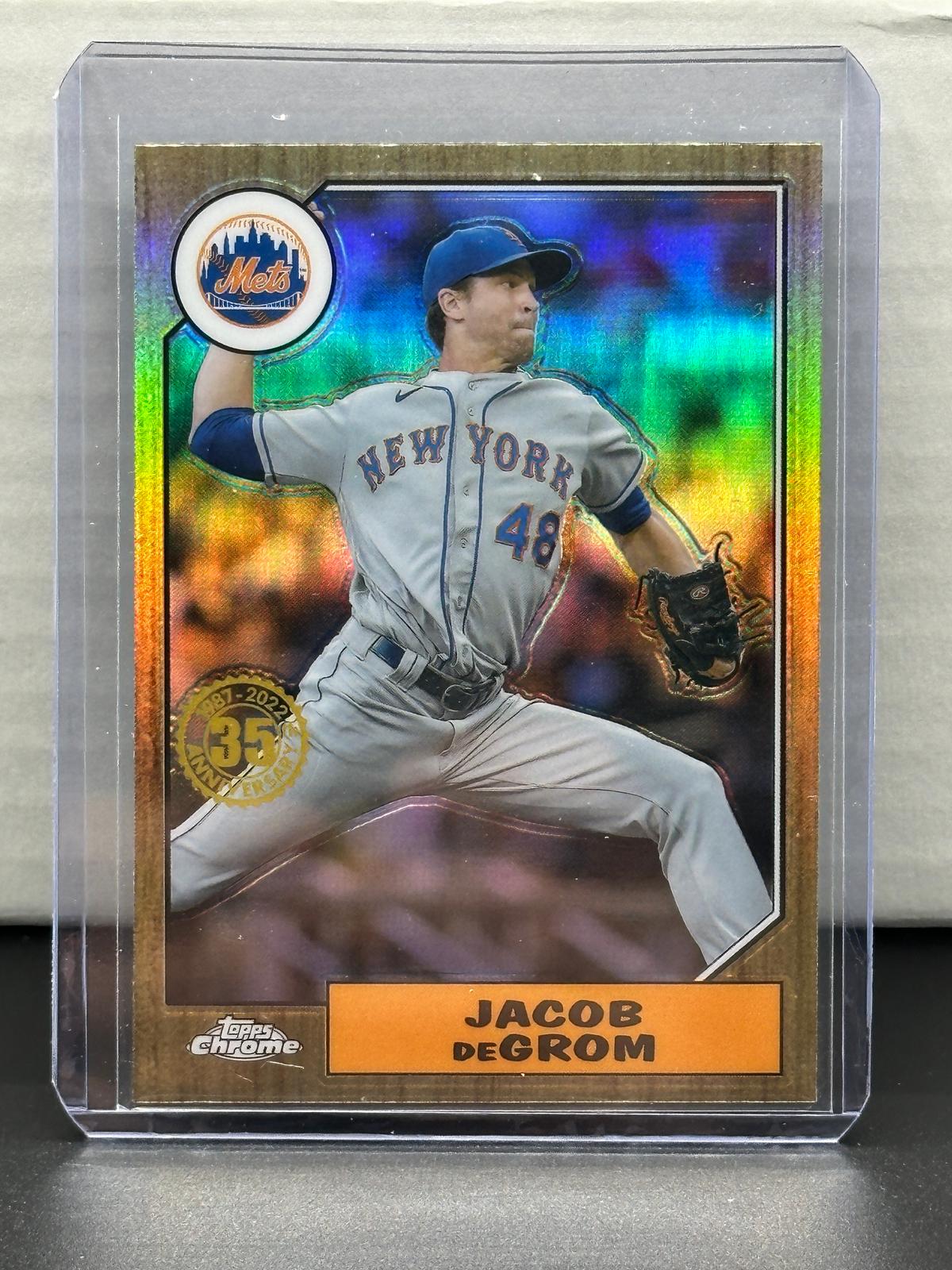 Jacob DeGrom 2022 Topps Chrome 1987 Design Refractor Insert #87BC-7