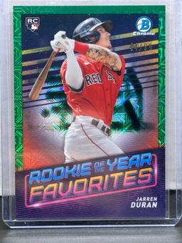 Jarren Duran 2022 Bowman Chrome Rookie of the Year Green Mojo (#44/99) RC Rookie Refractor Insert