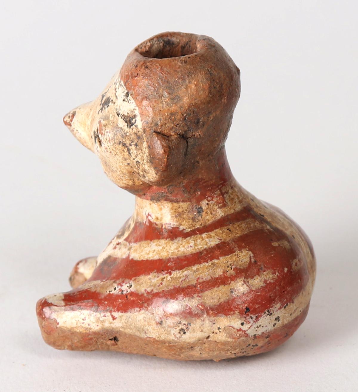 Chinesco Polychrome Seated Figure w/Poncho, 100 BCE-250 CE