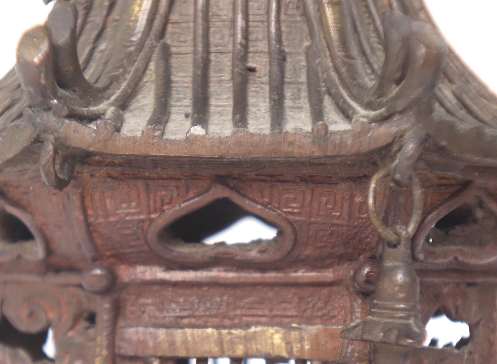 Chinese Bronze Elephant Pagoda Incense Burner