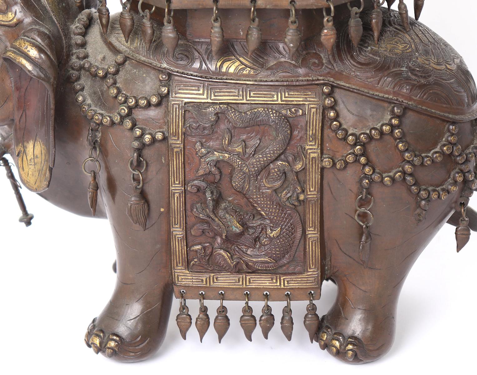 Chinese Bronze Elephant Pagoda Incense Burner