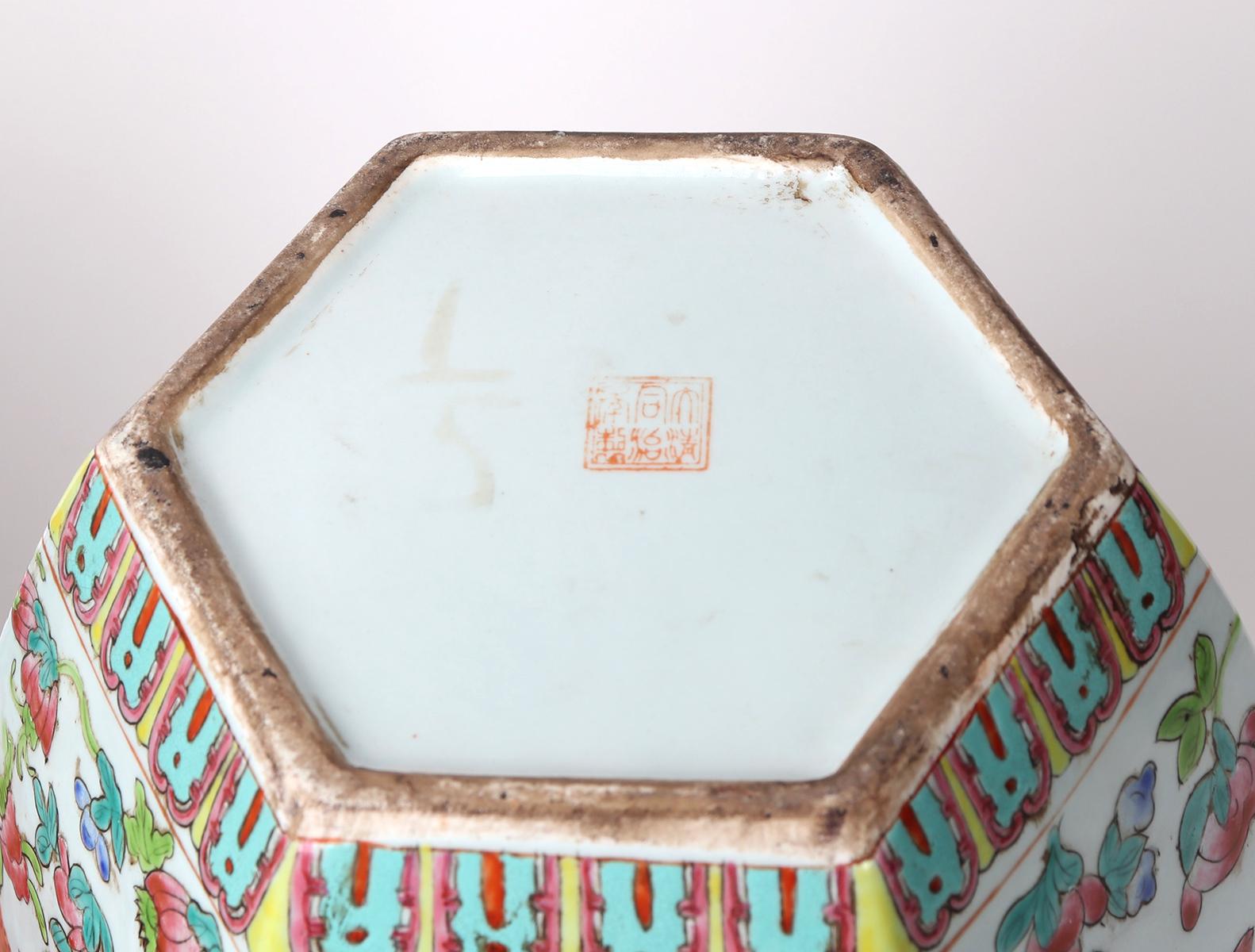 Chinese Pair of Hexagonal Vase or Ginger Jar, Republic Period
