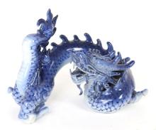 Chinese Blue & White Porcelain Dragon Figure