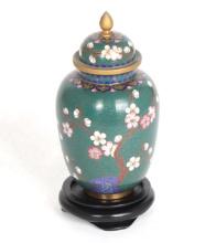 Chinese Green Cloisonne Ginger Jar