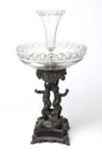 Victorian Figural Cherub Centerpiece with Glass Bowl