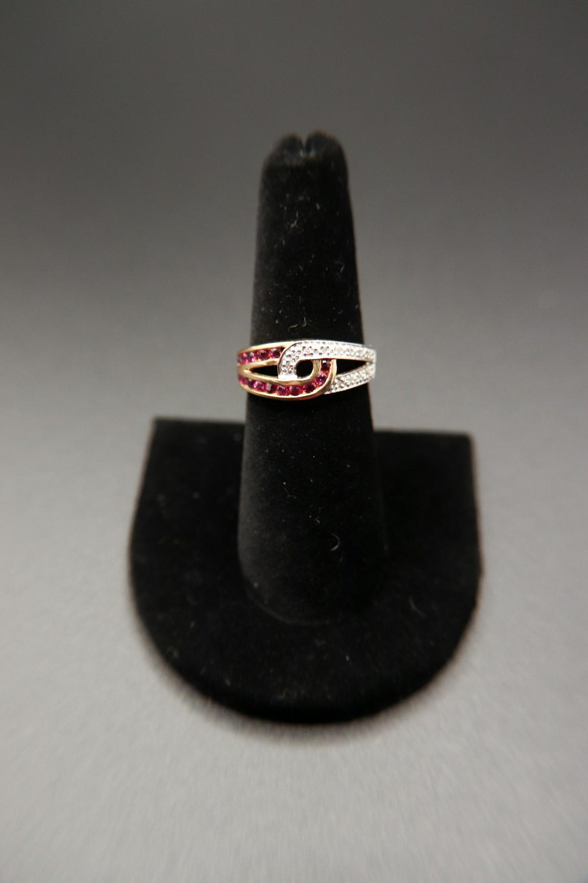 Red and White Sterling Silver Band