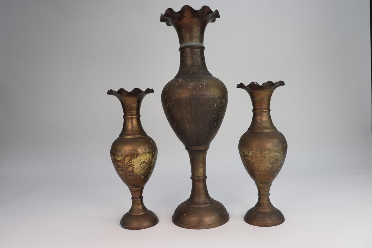Three Vintage Brass Vases