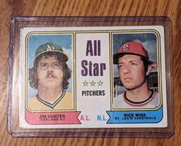 Topps 1974 #339 All Star Pitchers Jim Catfish Hunter/Rick Wise