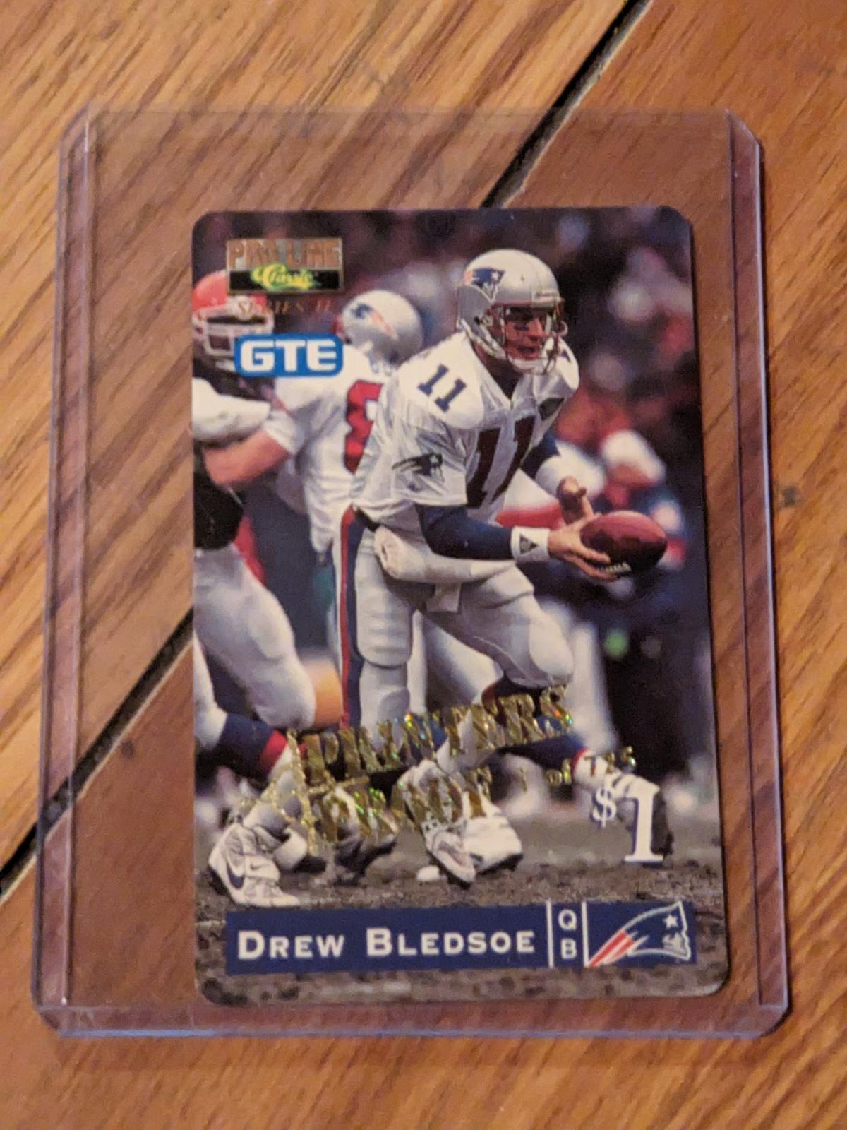 DREW BLEDSOE 1995 classic pro line pre paid phone card printers print