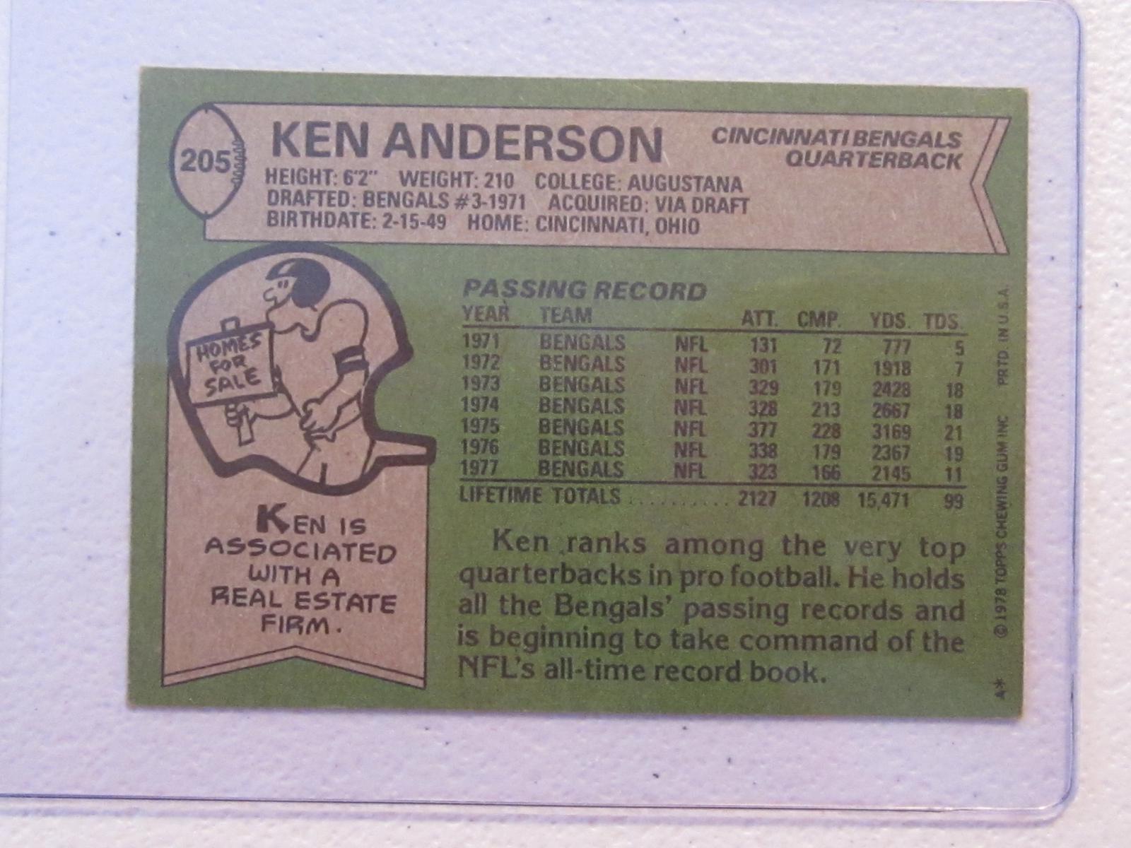 1978 TOPPS KEN ANDERSON BENGALS