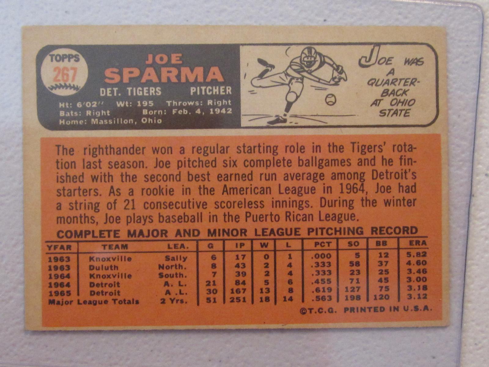 1966 TOPPS JOE SPARMA NO.267 VINTAGE