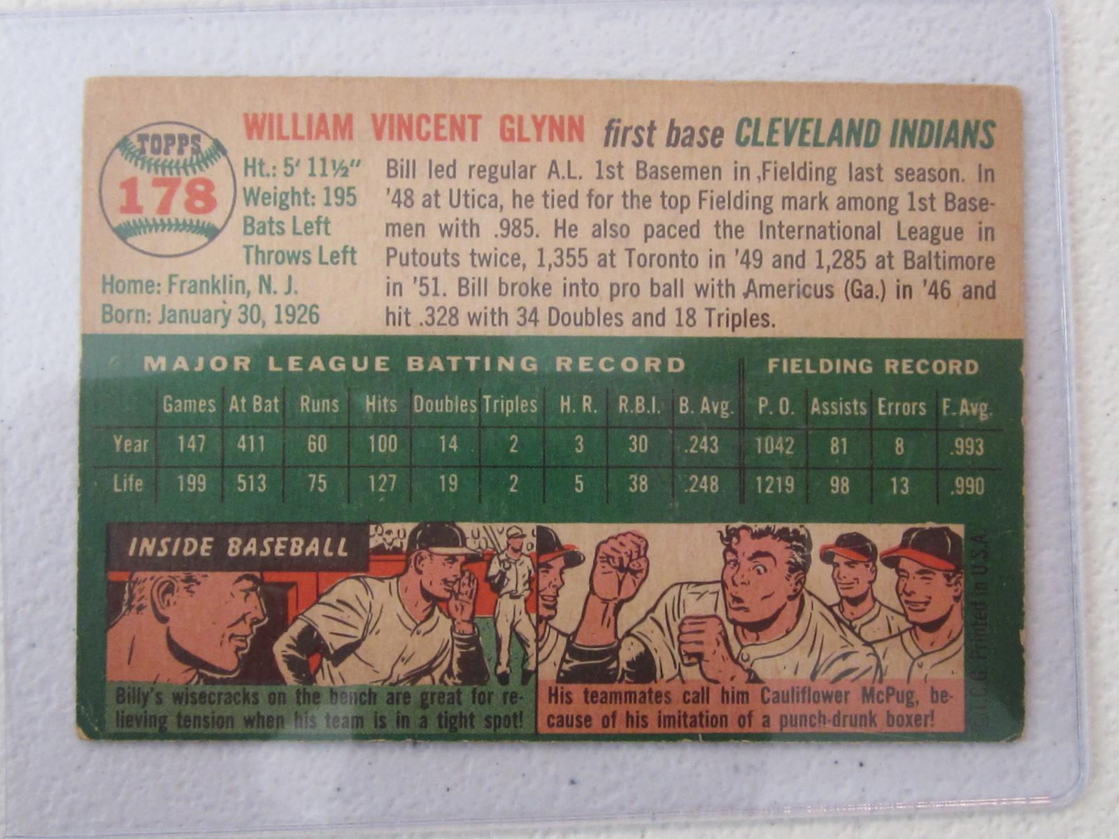 1954 TOPPS BILL GLYNN NO.178 VINTAGE