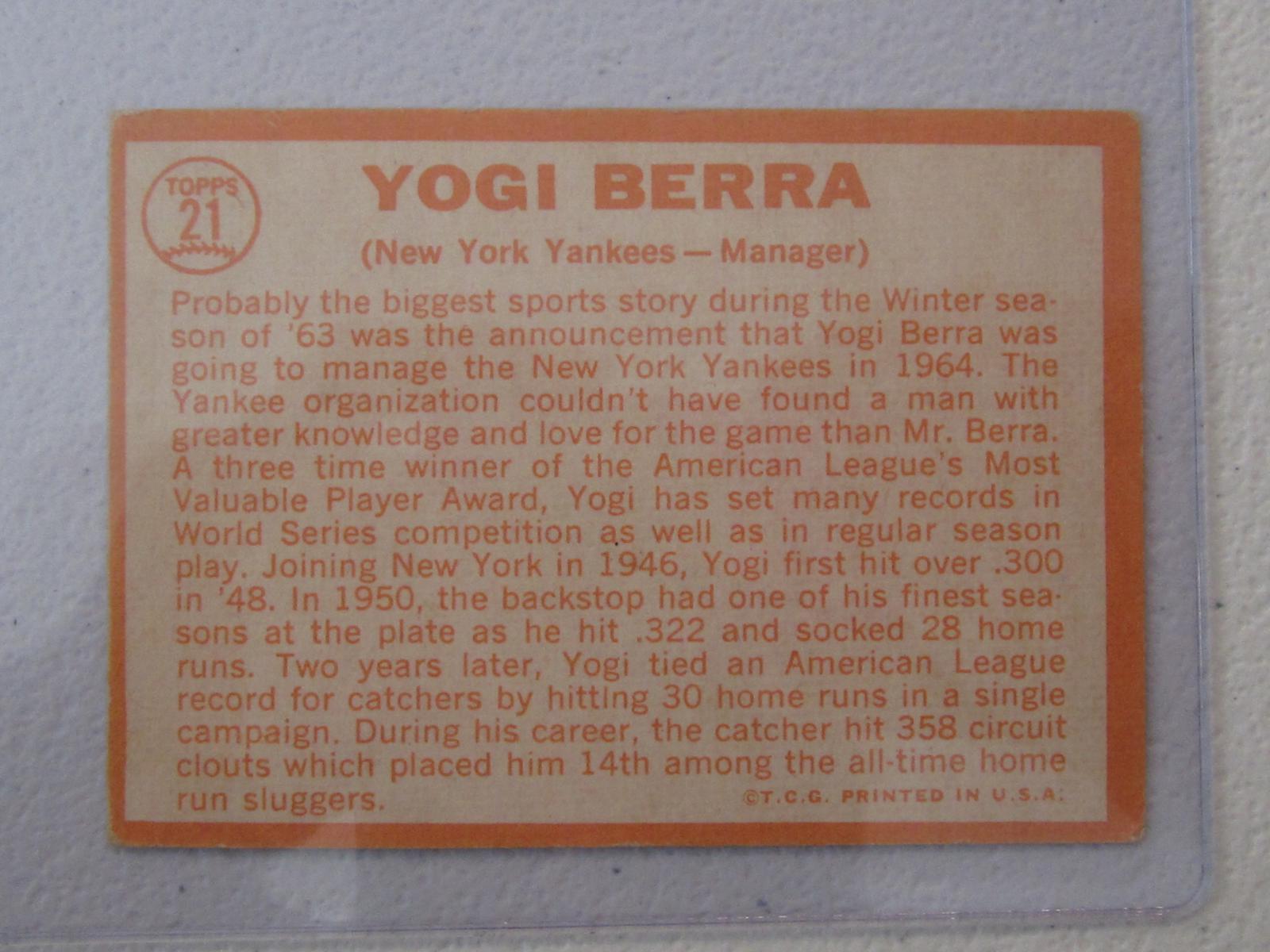 1964 TOPPS YOGI BERRA NO21 VINTAGE
