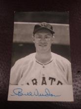 BILL VIRDON SIGNED BW POSTCARD PIRATES COA