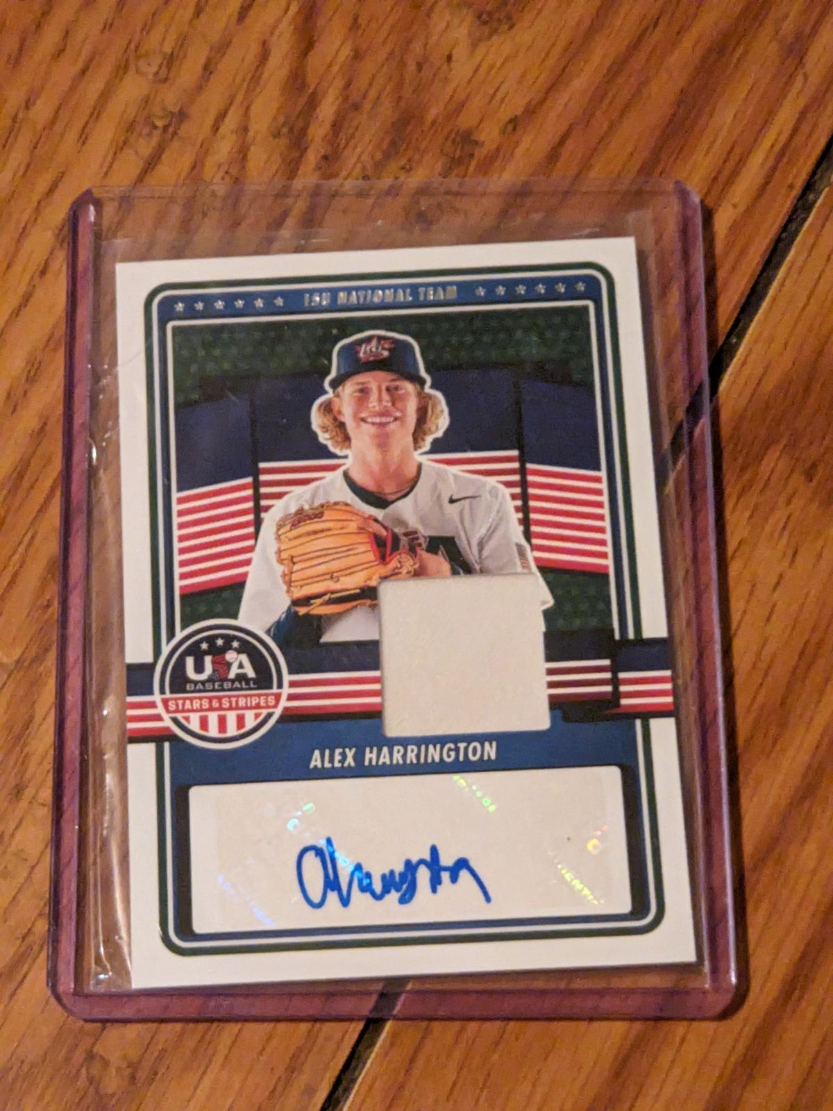 Alex Harrington 2023 Panini USA Baseball Stars & Stripes Patch Auto RC #15U-AH