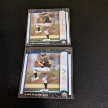 x2 lot both being Tim Hudson 1999 Bowman #375 RC Oakland Athletics