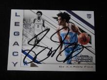 De'Aaron Fox signed basketball card COA