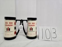 2 Big Red country plastic mugs