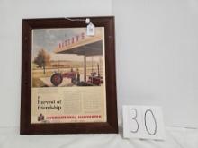 International Harvester "a Harvest of friendship" framed poster