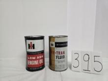 Unopened IH cans Hytran and low ash engine oil quart sized from Canada good and fair condition