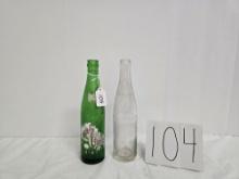 2 Glass Colverdale Soda Bottles One Green And One Clear Lively Lime Soda
