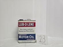 Pittsburgh Penn Oil Co Lub-o-lene High Grade Lubricant For Modern High-speed Motors Tin In Good Cond