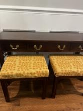 Vintage Ethan Allen Sofa Table and Matching Stools