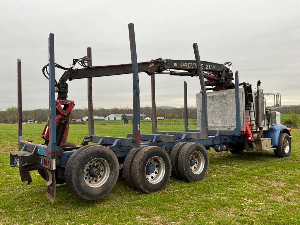 2008 PETERBILT TRI AXLE LOG TRUCK WITH PRENTICE 2124 LOADER