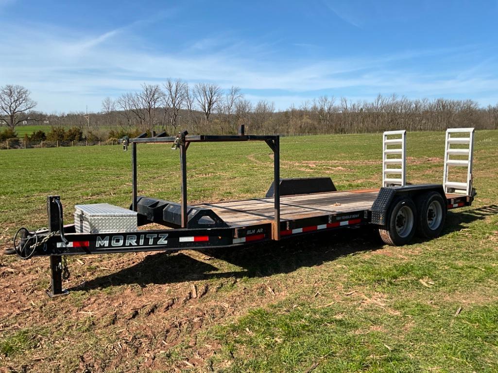 2021 MORITZ...20 FOOT EQUIPMENT TRAILER. 16K GVW. FOLD DOWN RAMPS