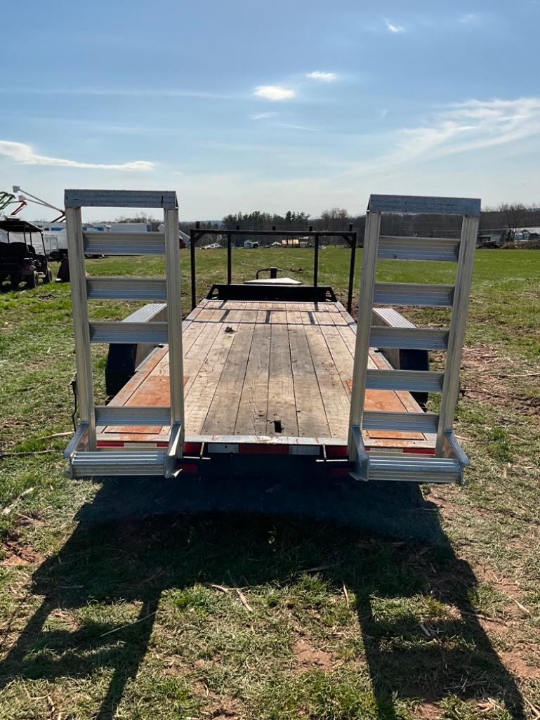 2021 MORITZ...20 FOOT EQUIPMENT TRAILER. 16K GVW. FOLD DOWN RAMPS