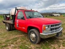 1995 CHEVY 3500 FLATBED SPRAY TRUCK