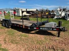 2021 MORITZ...20 FOOT EQUIPMENT TRAILER. 16K GVW. FOLD DOWN RAMPS