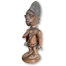 Vintage African Art Ibeji Female Carved Wood Figurine