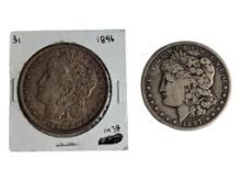 Lot of 2 Morgan Silver Dollars - 1896 & 1897-S