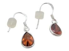 Sterling Silver Drop Earrings with Rust Gemstones