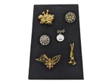 Lot of Brooches - Noah's Ark - Stamped Avon, Golf, Flower, etc.