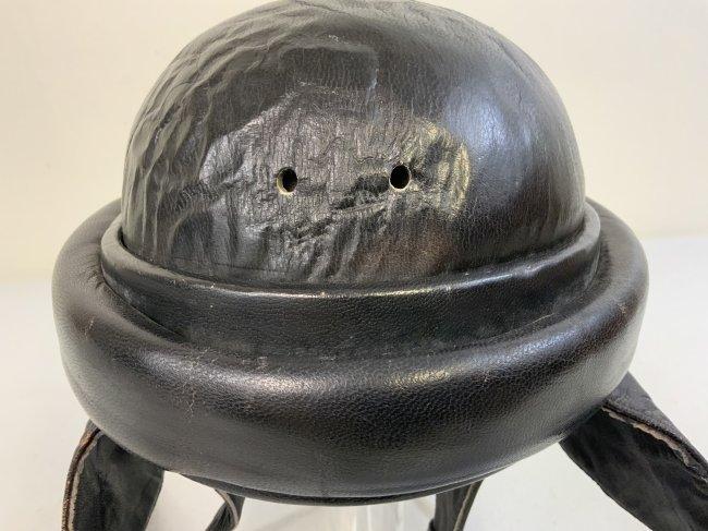 WWII FRANCO SPANISH TANKER / MOTORCYCLE LEATHER HELMET