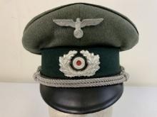 WWII GERMAN ARMY PIONEER OFFICERS VISOR HAT CAP
