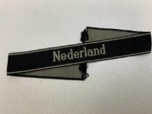 WWII GERMAN WAFFEN SS "Nederland" CUFFTITLE