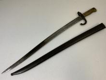 ANTIQUE FRENCH CHASSEPOT MODEL 1866 YATAGHAN SWORD BAYONET MATCHING NUMBERS