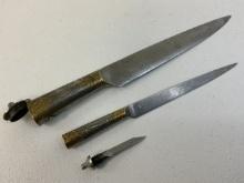 ANTIQUE PERSIAN DAMASCUS BLADES DAGGER KNIFE SET